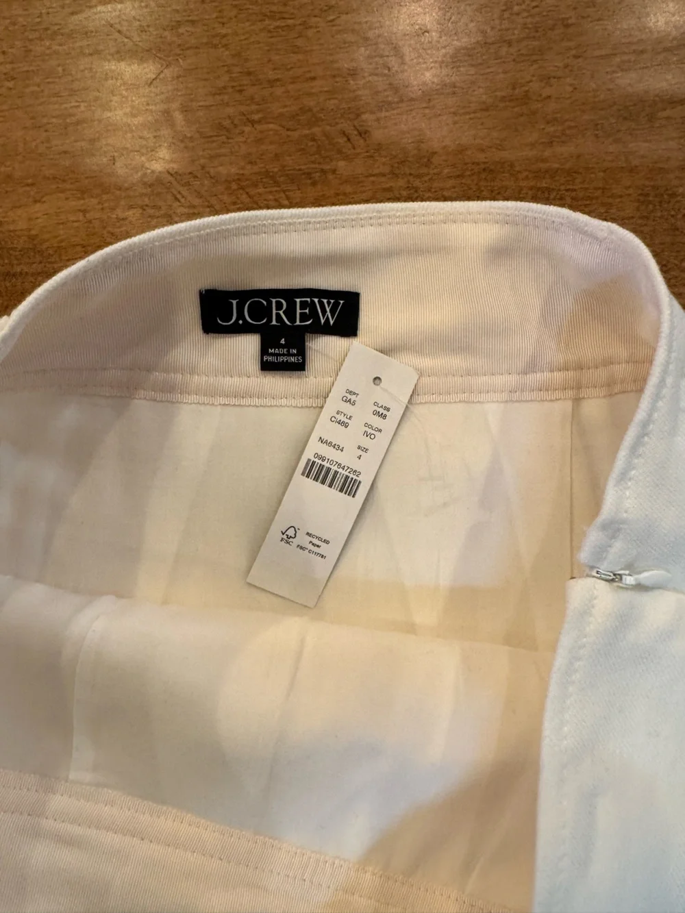 J. Crew White Pleated Mini Skirt
